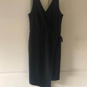 Black Wrap Dress With Asymmetrical hem